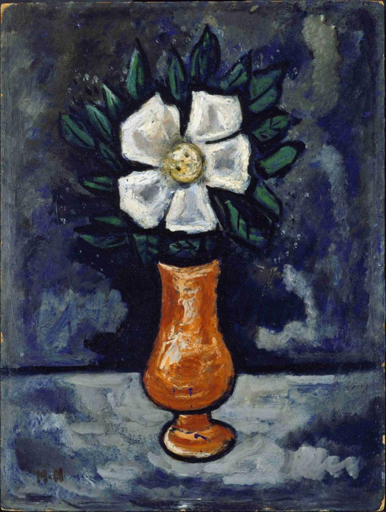 White Flower,Marsden Hartley,Oil Painting,Oil Painting, no humans, traditional media, still life, flower