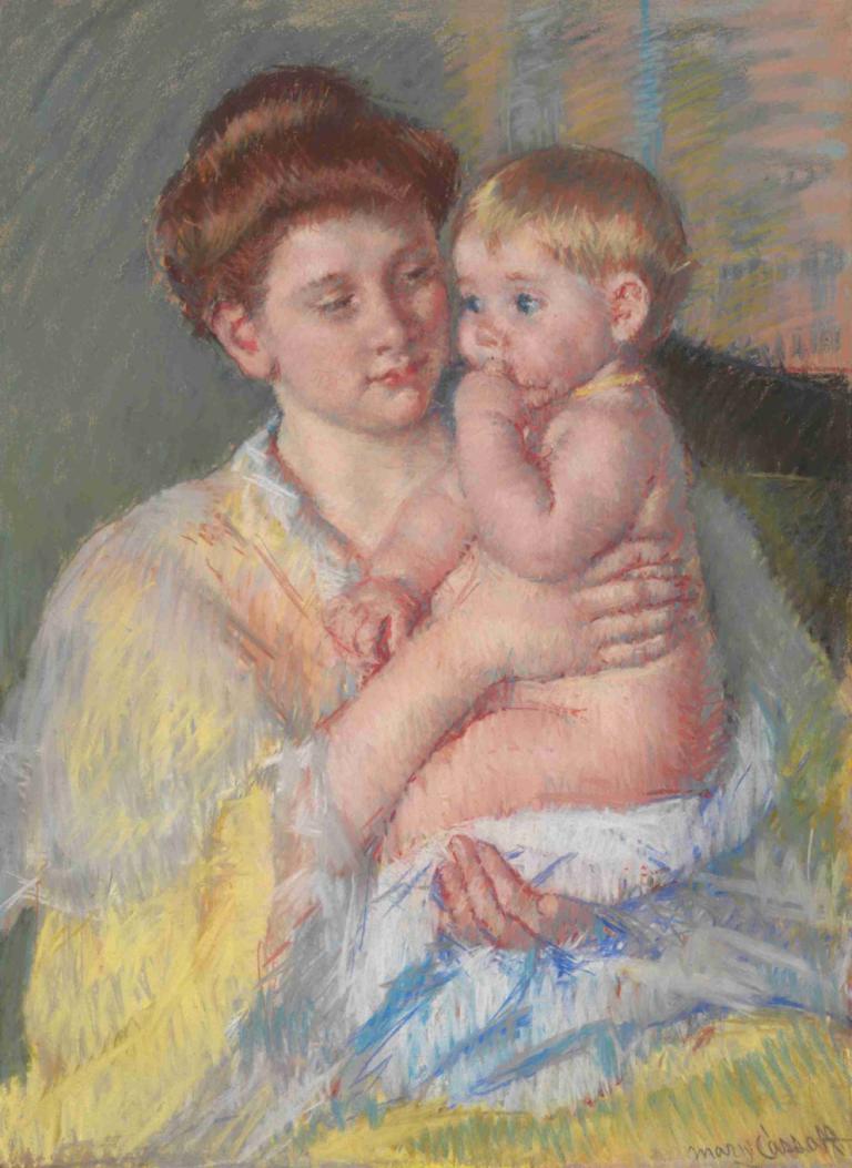 Baby John with Forefinger in His Mouth,Baby John med pekfingret i munnen,Mary Cassatt,Oljemålning,Oljemålning