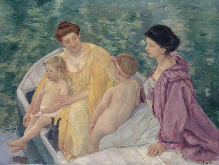 Le bain,Badet,Mary Cassatt,Oljemaleri,Oljemaleri, kunstparodi, flere jenter, naken, sitter, brunt hår