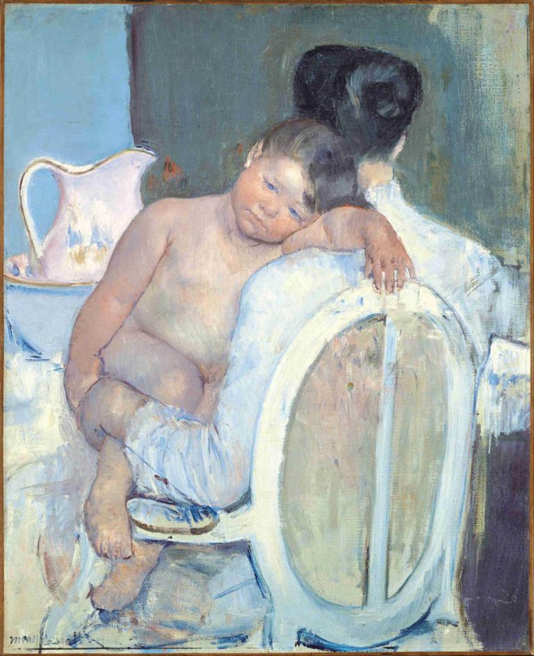 Woman Sitting with a Child in Her Arms,Sittande kvinna med ett barn i famnen,Mary Cassatt,Oljemålning