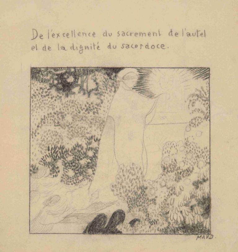 De l’excellence du sacrement et de la dignite du sacerdoce,关于圣事的卓越和神职人员的尊严,Maurice Denis,莫里斯-丹尼斯,插画,插画, 单色