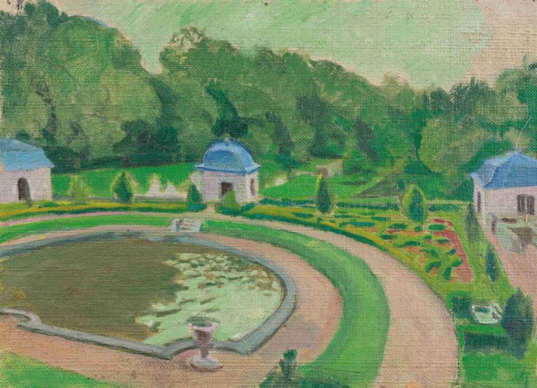 Le Château de Rosanbo, le bassin et les pavillons (esquisse 2),罗桑博城堡、水池和凉亭（草图 2）,Maurice Denis,莫里斯-丹尼斯,插画,插画