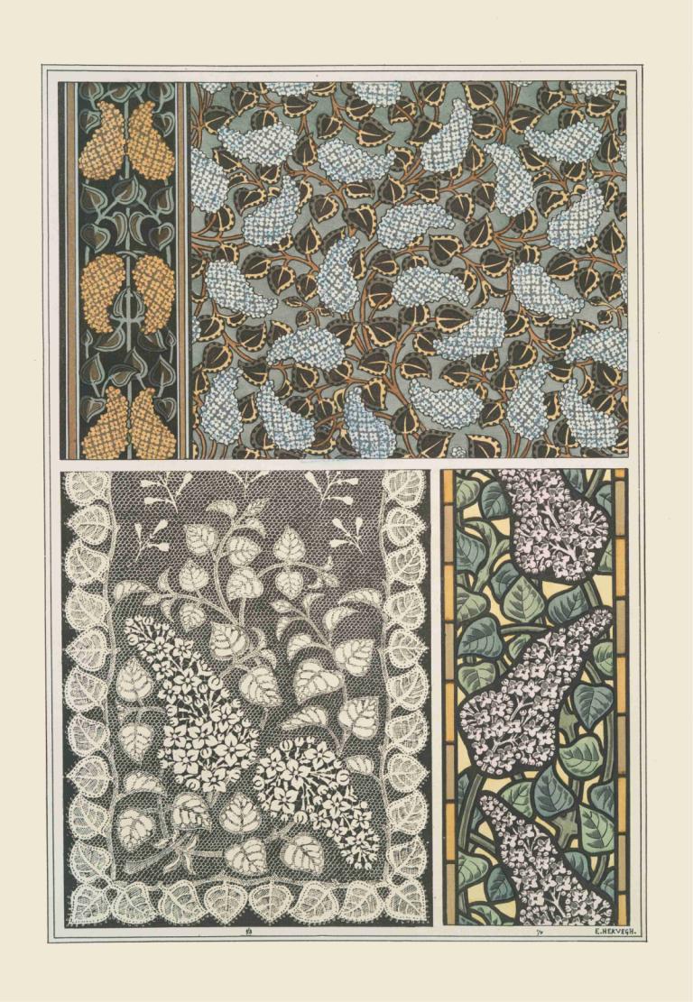 Lilas 3,Maurice Pillard Verneuil,İllüstrasyon,İllüstrasyon, çiçek, yaprak, insan yok, sınır, bitki