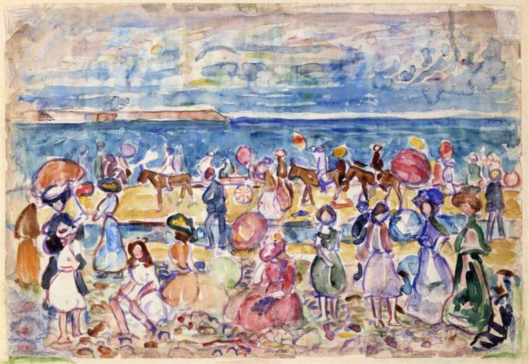 Holiday in New England,Wakacje w Nowej Anglii,Maurice Prendergast,Obraz olejny,Obraz olejny, wiele dziewczyn