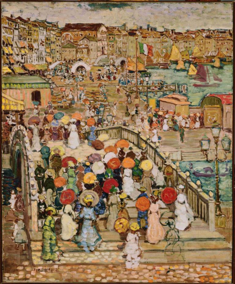 Ponte della Paglia,Strobrug,Maurice Prendergast,Olieverf,Olieverf, meerdere meisjes, 6+jongens