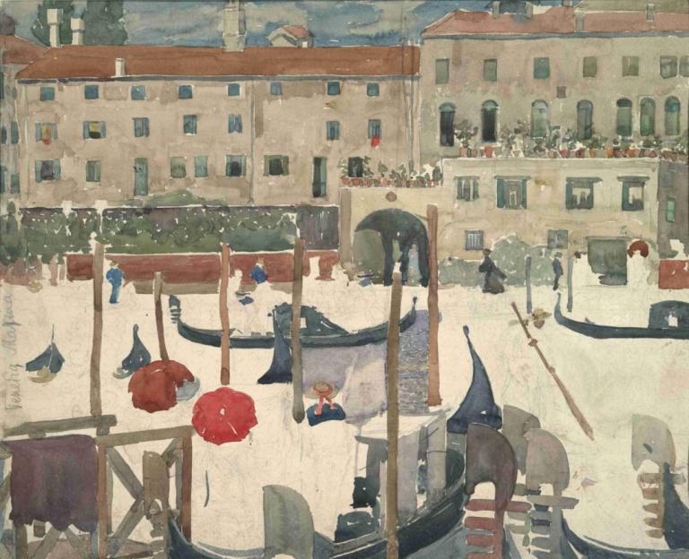 Venetia Marina,Venezia Marina,Maurice Prendergast,Oliemaleri,Oliemaleri, bygning, 1 pige, vindue, udendørs