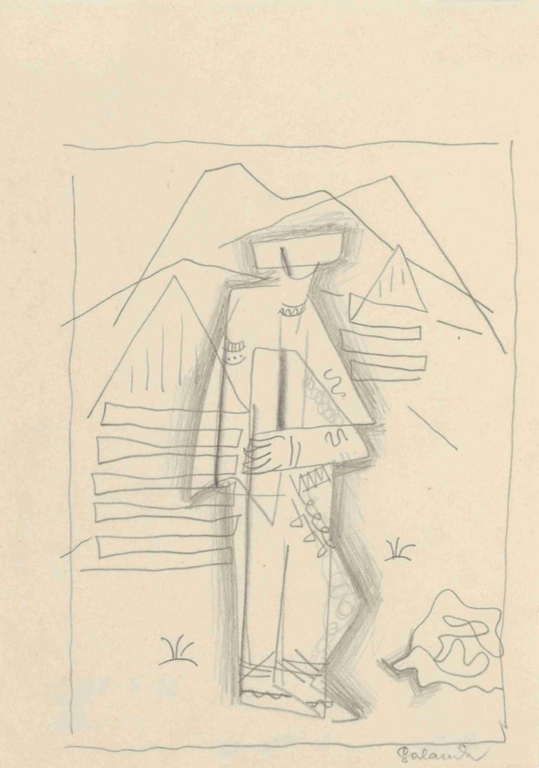 Bača,Mikuláš Galanda,Illustration,Illustration, hat, sketch, monochrome