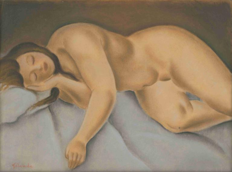 Lying female nude,Liggande kvinna naken,Mikuláš Galanda,Mikulas Galanda,Illustration,Illustration, 1 tjej