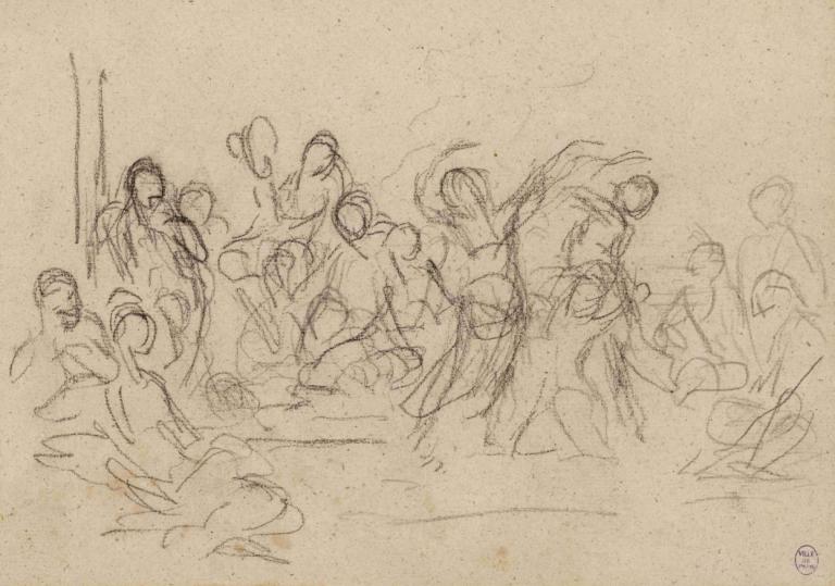 Composition avec de nombreux personnages,Narcisse-Virgile Diaz de La Peña,Croquis,Croquis, esquisser