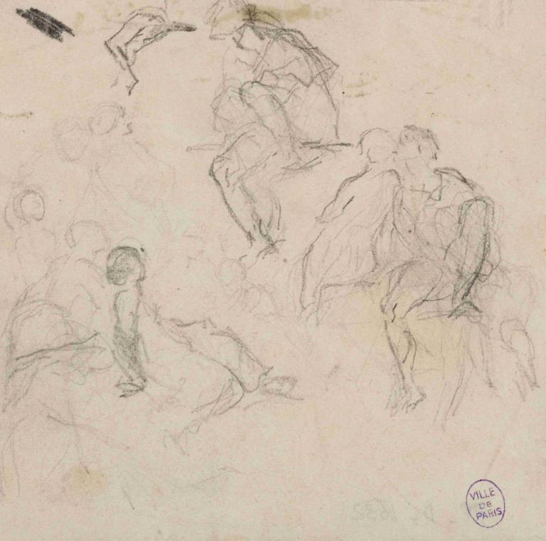 Croquis de plusieurs personnages,Narcisse-Virgile Diaz de La Peña,Sketch,Sketch, sketch, monochrome