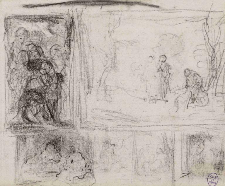 Diverses petites esquisses pour des compositions à personnages,Narcisse-Virgile Diaz de La Peña,Sketch,Sketch