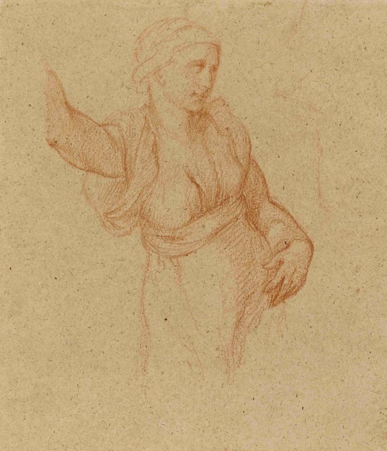 Etude de femme drapée,Studi tentang seorang wanita yang terbungkus,Narcisse-Virgile Diaz de La Peña,Sketsa