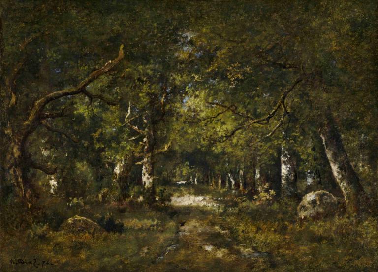 Forest Scene,Skogsscen,Narcisse-Virgile Diaz de La Peña,Oljemålning,Oljemålning, inga människor, landskap