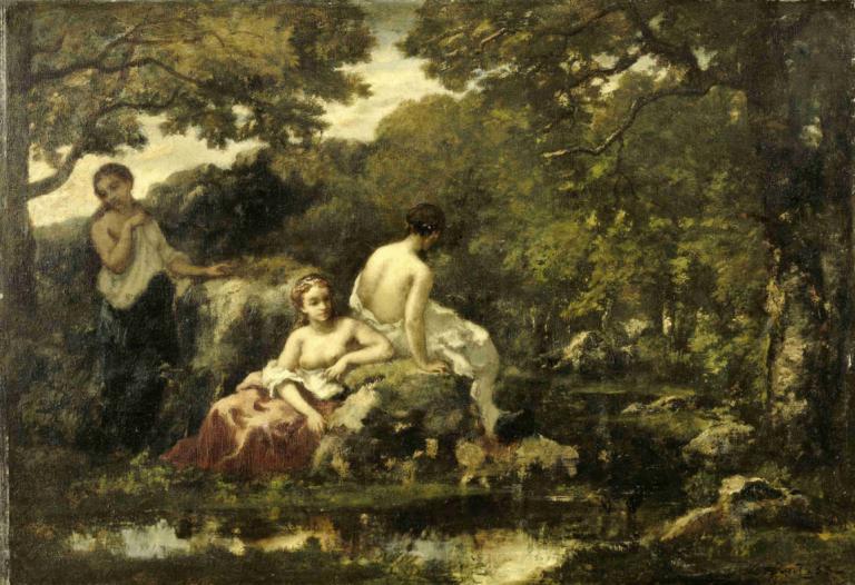 Idyll,Narcisse-Virgile Diaz de La Peña,Oljemålning,Oljemålning, konstparodi, träd