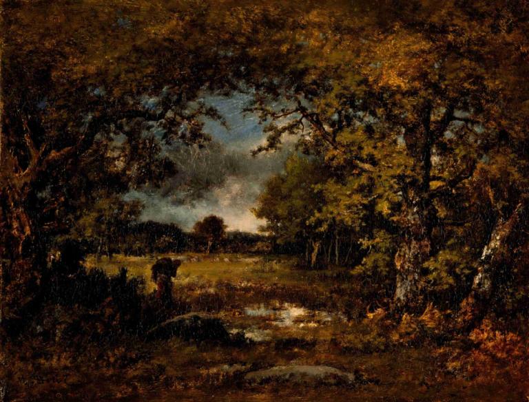 Landscape,Landskap,Narcisse-Virgile Diaz de La Peña,Oljemålning,Oljemålning, landskap, inga människor, natur