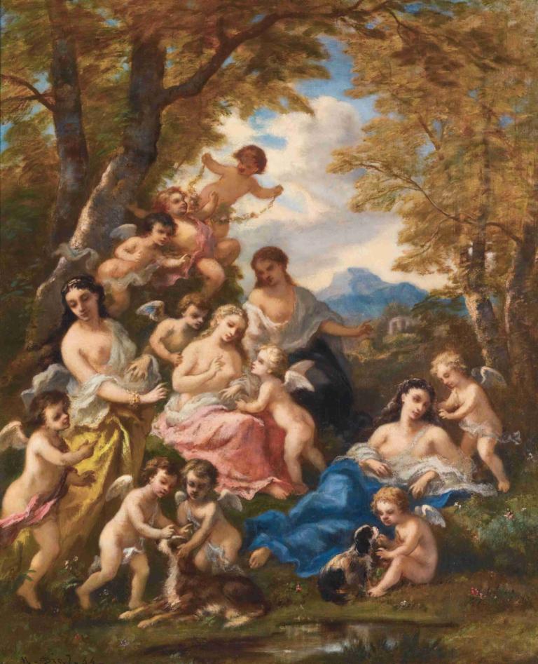 Nymphes Et Amours,Nymfer och älskare,Narcisse-Virgile Diaz de La Peña,Oljemålning,Oljemålning, konstparodi