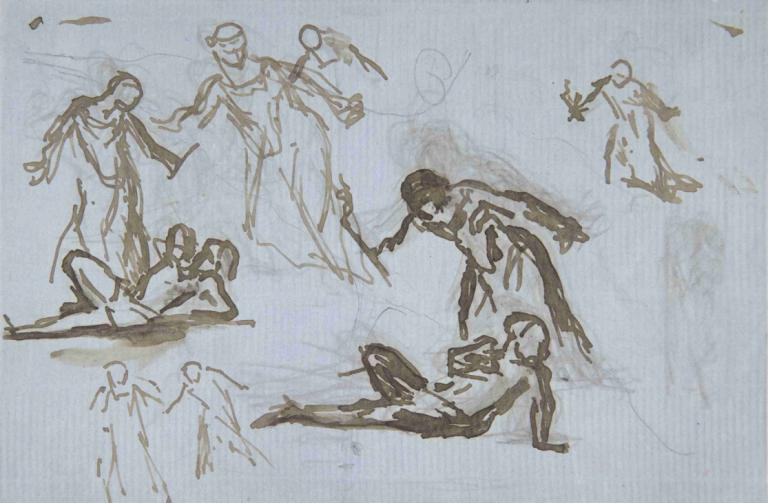 Sheet of figure studies,Lembar studi gambar,Narcisse-Virgile Diaz de La Peña,Sketsa,Sketsa, sketsa