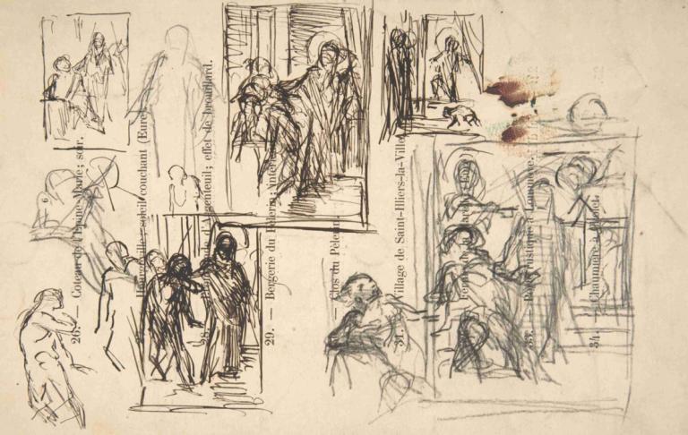 Studies for a figure composition,Studi untuk komposisi gambar,Narcisse-Virgile Diaz de La Peña,Sketsa,Sketsa