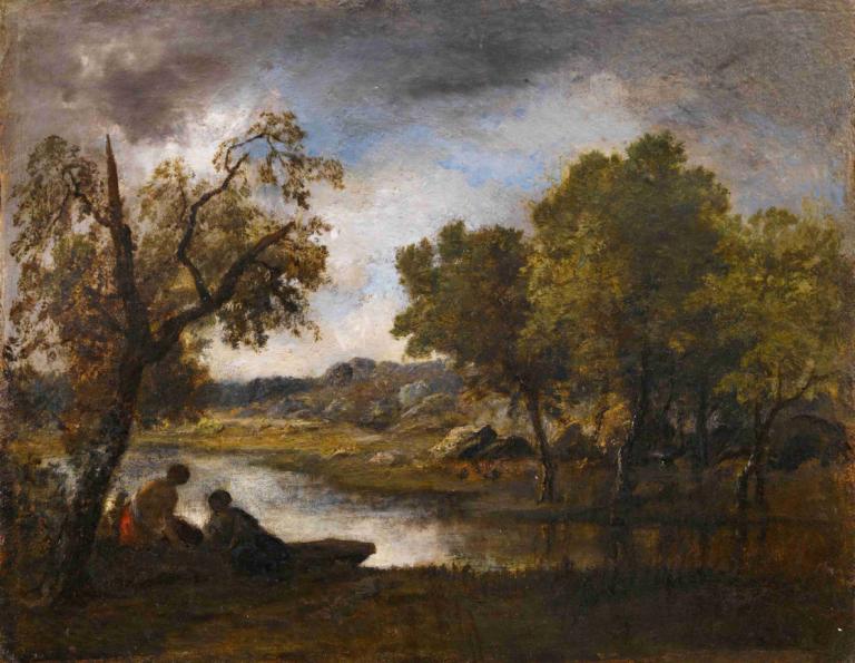 Two bathers on the bank of a lake,Twee baders aan de oever van een meer,Narcisse-Virgile Diaz de La Peña