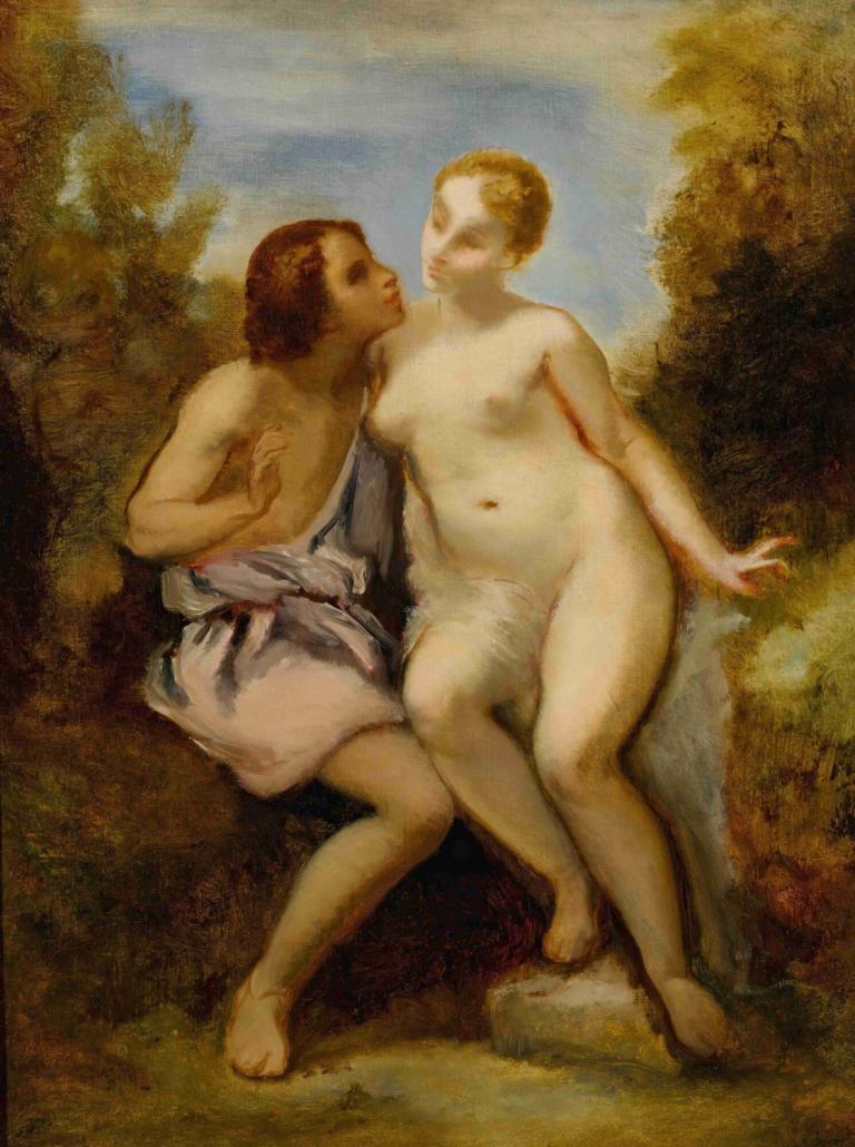 Vénus Et Adonis,Venus en Adonis,Narcisse-Virgile Diaz de La Peña,Olieverf,Olieverf