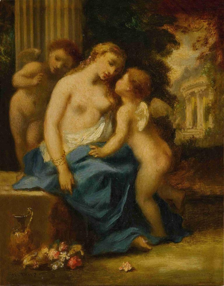 Venus and cupids,Venus en cupido's,Narcisse-Virgile Diaz de La Peña,Olieverf,Olieverf