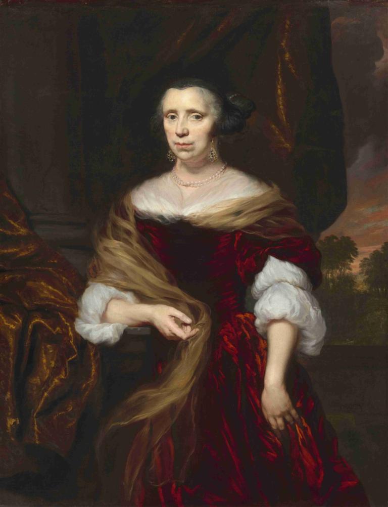 Portrait of a Lady,Porträt einer Dame,Nicolaes Maes,Ölgemälde,Ölgemälde, Kunstparodie, 1Mädchen, Schmuck