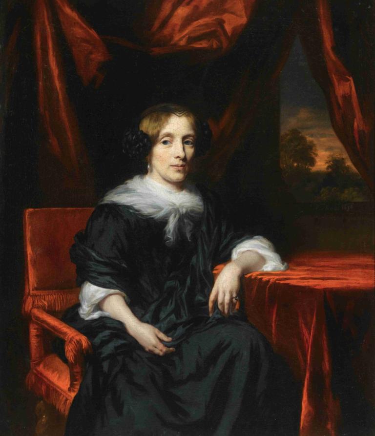 Portrait of a Lady In Black Dress,Porträt einer Dame im schwarzen Kleid,Nicolaes Maes,Ölgemälde,Ölgemälde