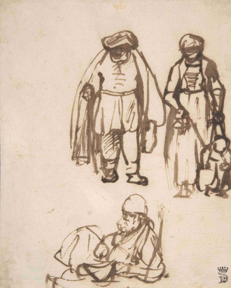 Studies of Two Men and a Woman Teaching a Child to Walk,Studien über zwei Männer und eine Frau