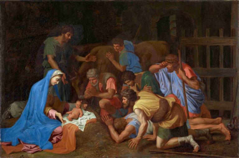 The Adoration of the Shepherds,Adoracja pasterzy,Nicolas Poussin,Obraz olejny,Obraz olejny, parodia sztuki