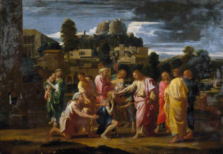 The Blind Men Of Jericho,Người mù ở Giê-ri-cô.,Nicolas Poussin,- Nicholas Pusan.,Tranh sơn dầu,Tranh sơn dầu