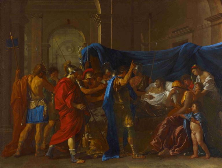 The Death of Germanicus,Germanicus' død,Nicolas Poussin,Oliemaleri,Oliemaleri, kunstparodi, kappe, parodi