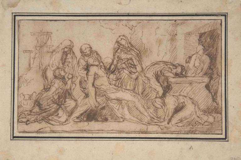 The Entombment,墓穴,Nicolas Poussin,尼古拉-普桑,铜版画,铜版画, 多个女孩, 单色, 草图, 多个男孩, 美术模仿