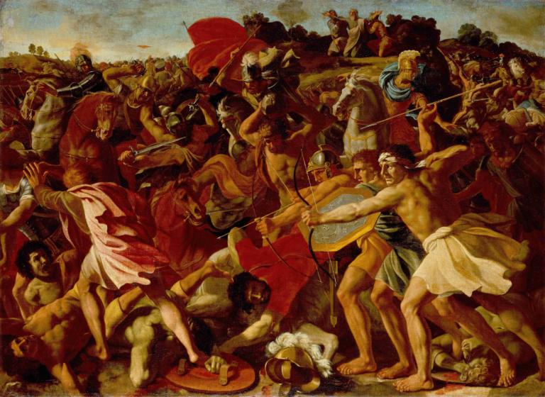 The Victory of Joshua over the Amalekites,Nicolas Poussin,Oil Painting,Oil Painting, fine art parody, weapon