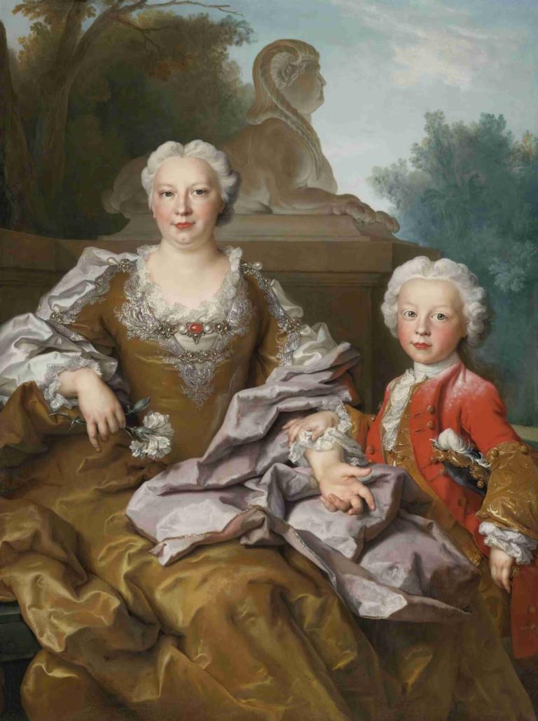 Madame Bertin And Her Son, Balthazar Bruno,Nicolas de Largillière,Oil Painting,Oil Painting, fine art parody