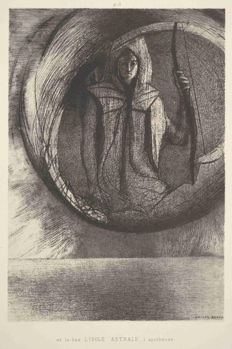 And over there, the Astral Idol, the Apotheosis,Odilon Redon,Copperplate Etching,Copperplate Etching