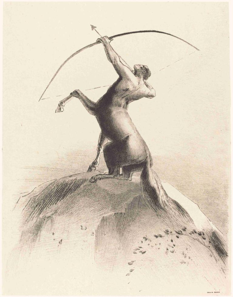 Centaur visant les Nues (Centaur aiming at the Clouds),Kentaur sigter mod skyerne,Odilon Redon,Skitse,Skitse