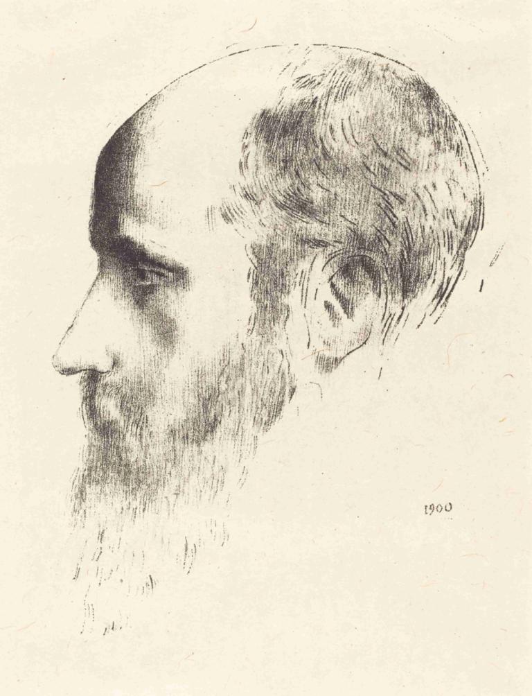 Edouard Vuillard,Odilon Redon,Sketch,Sketch, solo, 1boy, monochrome, male focus, bald, traditional media