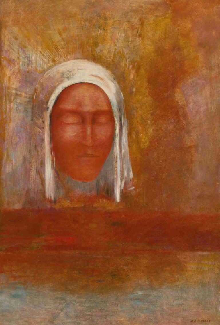 La Vierge D'aurore,Perawan Aurora,Odilon Redon,Lukisan cat minyak,Lukisan cat minyak, solo, mata tertutup