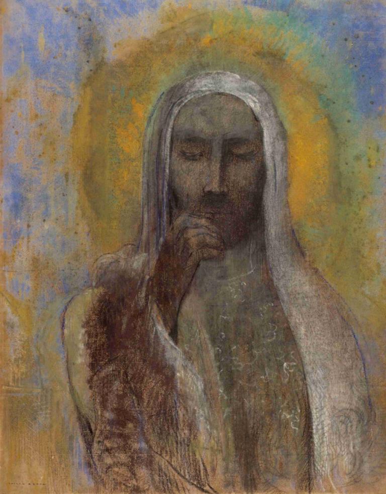 Le Christ du silence,Kristus dalam keheningan,Odilon Redon,Lukisan cat minyak,Lukisan cat minyak, solo