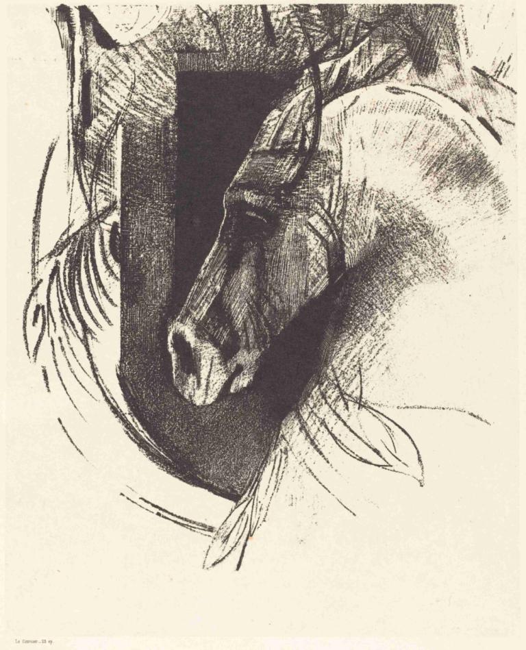 Le Coursier (The Race Horse),Le Coursier (Kuda Pacu),Odilon Redon,Pengetsaan Pelat Tembaga