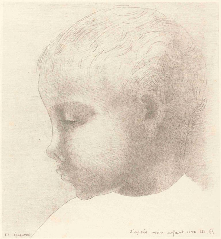 Mon Enfant (My Child),Mon Enfant (Мой ребенок),Odilon Redon,Одилон Редон,Эскиз,Эскиз, соло, монохромный