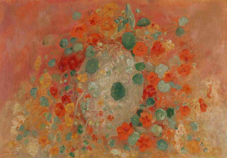 Nasturtiums,Настурции,Odilon Redon,Одилон Редон,Картина Маслом,Картина Маслом, цветок, соло, нет людей