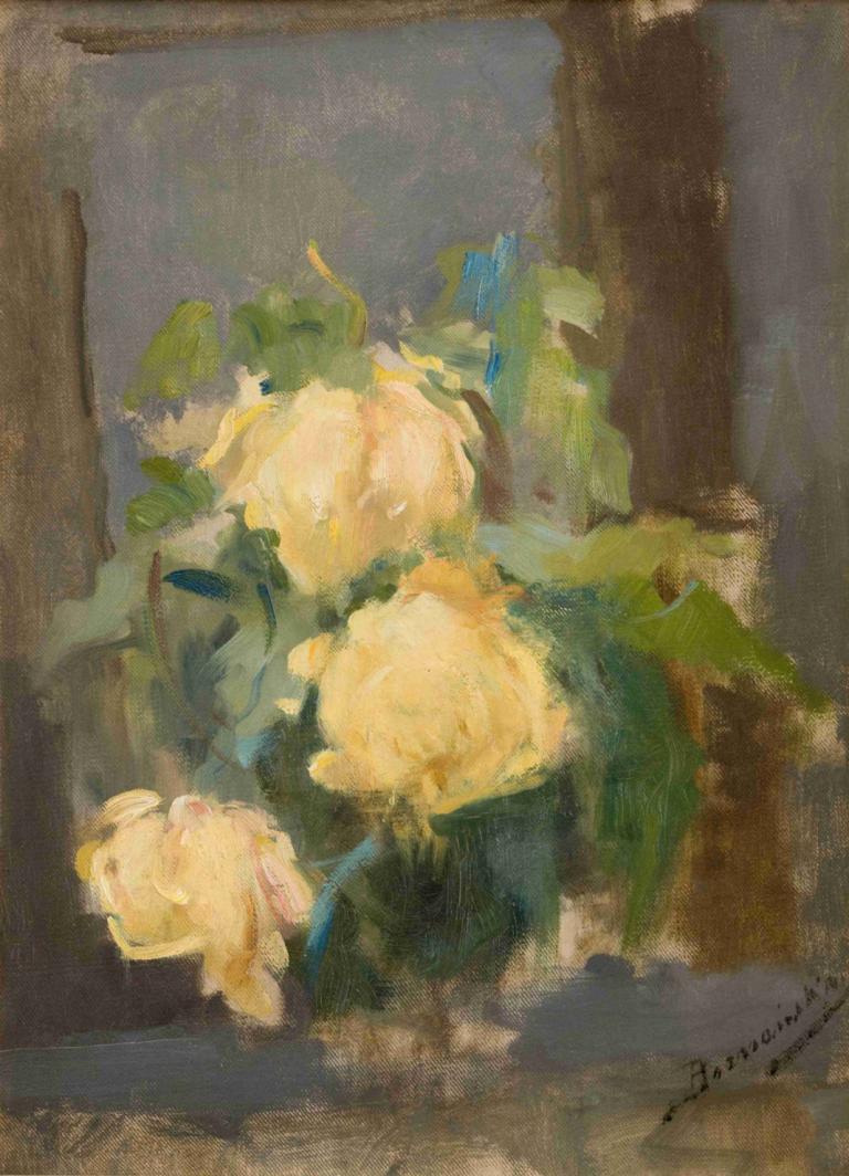 Golden Roses,Золотые розы,Olga Boznanska,Ольга Бознанска,Картина Маслом,Картина Маслом, покемон (существо)