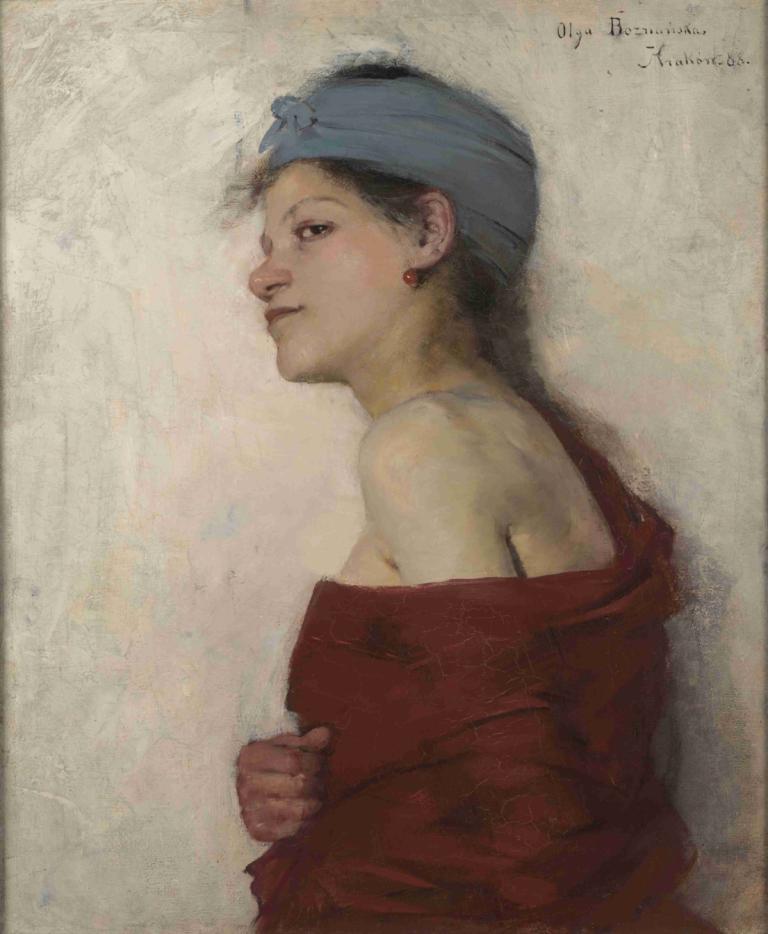 Portrait of a Woman – Gypsy Woman,Porträtt av en kvinna - Zigenarkvinna,Olga Boznanska,Oljemålning