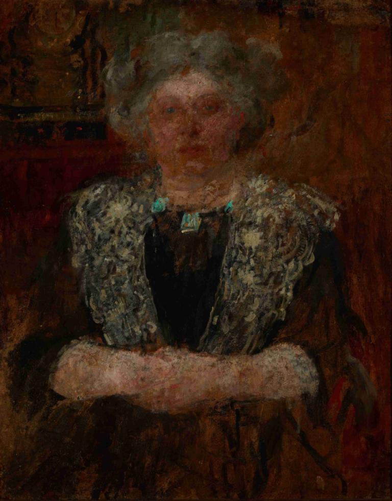 Portrait of a Woman,Porträtt av en kvinna,Olga Boznanska,Oljemålning,Oljemålning, solo, 1 tjej