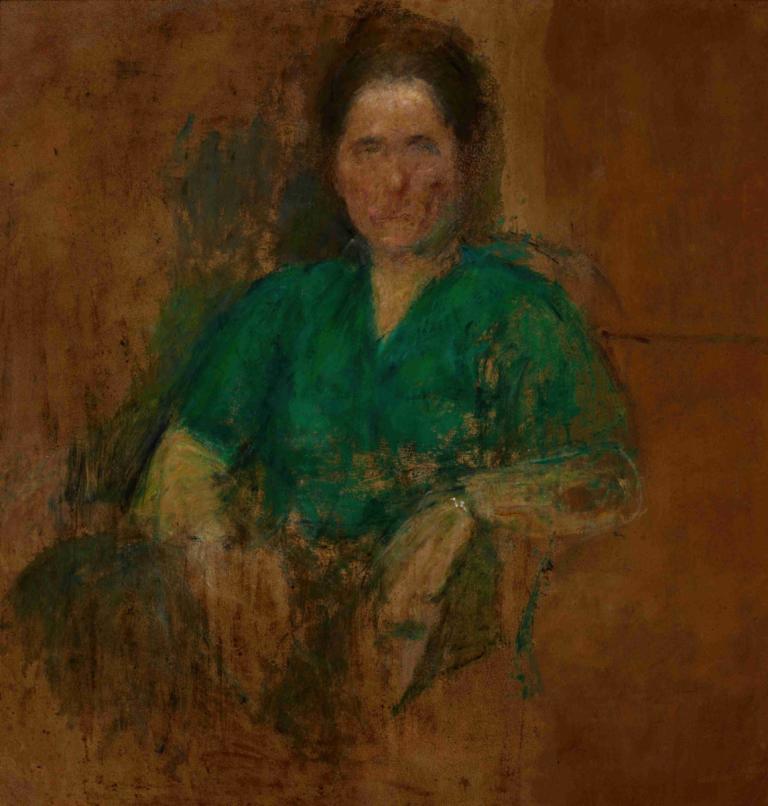 Sketch of a Female Figure,Bir Kadın Figürü Çizimi,Olga Boznanska,Yağlı boya,Yağlı boya, solo, erkek odak