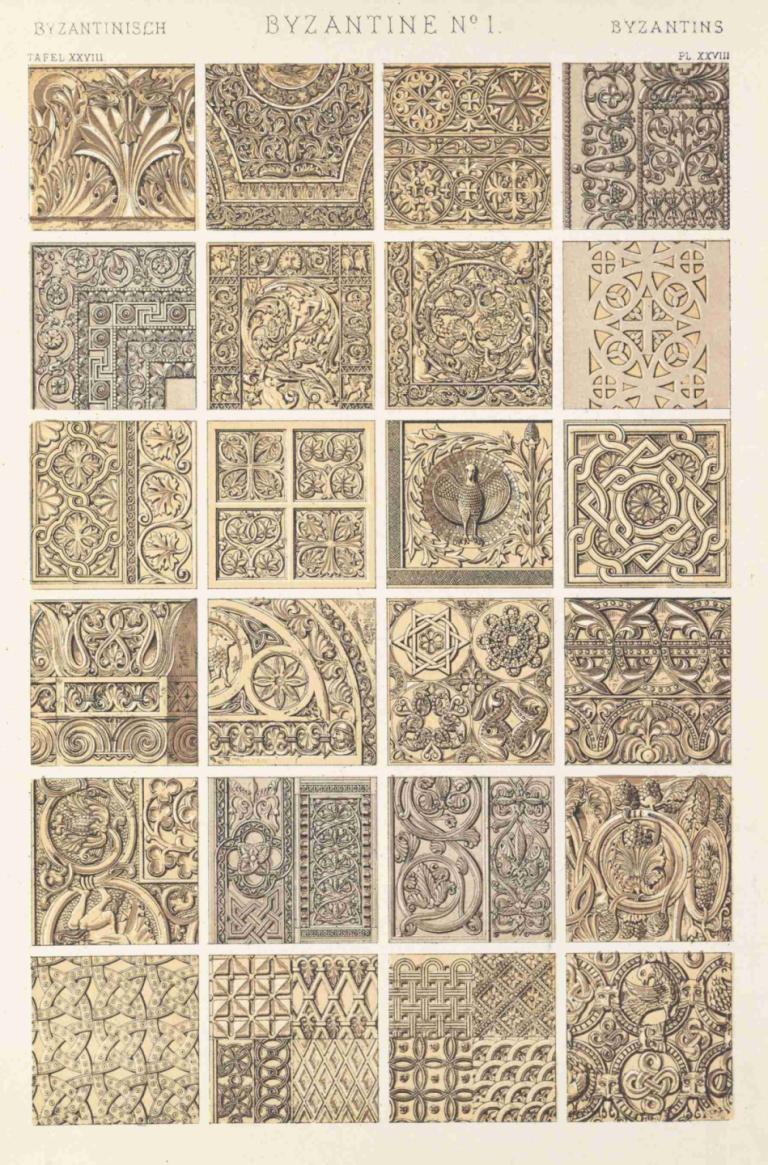 Byzantine No.1,Bysantinsk nr.1,Owen Jones,Illustrasjon,Illustrasjon, monokrom, 1 jente