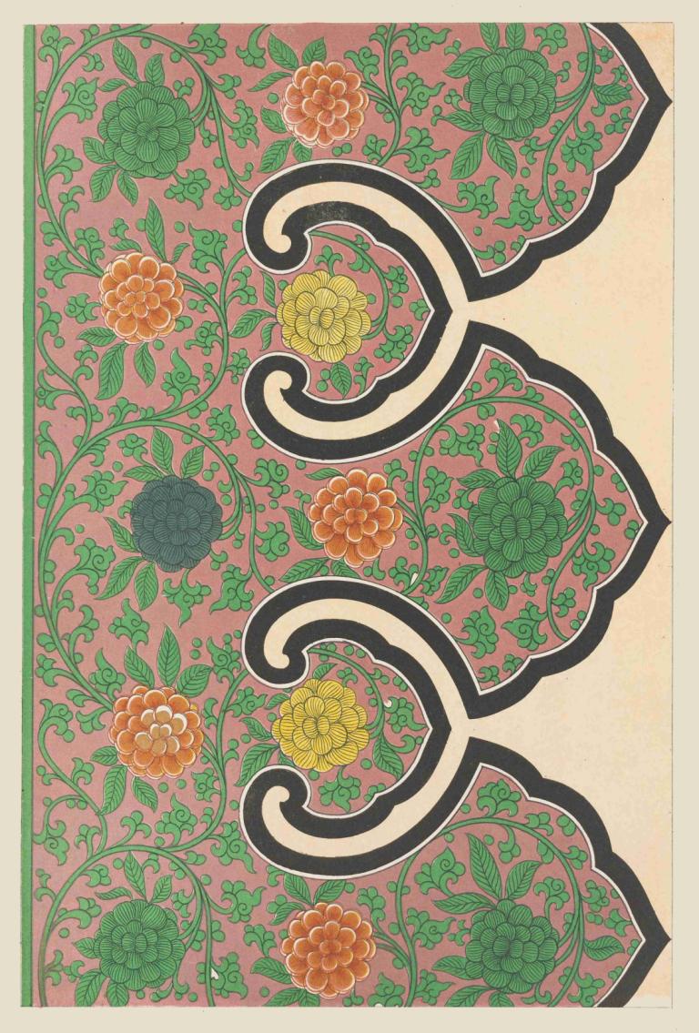 Examples of Chinese ornament, Pl.13,Owen Jones,Illustration,Illustration, no humans, flower, rose