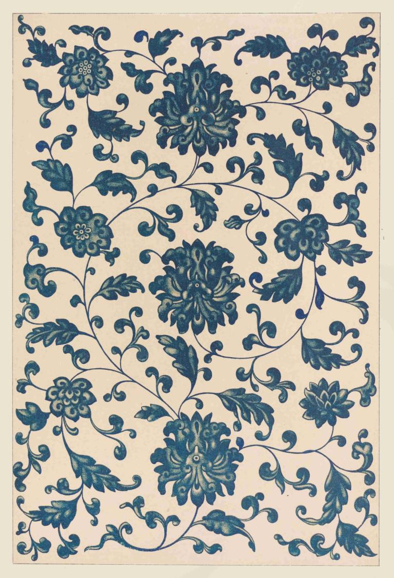 Examples of Chinese ornament, Pl.18,Owen Jones,Illustration,Illustration, no humans, leaf, border, flower