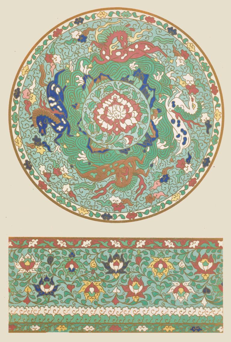 Examples of Chinese ornament, Pl.23,Owen Jones,Illustration,Illustration, fine art parody, waves, flower